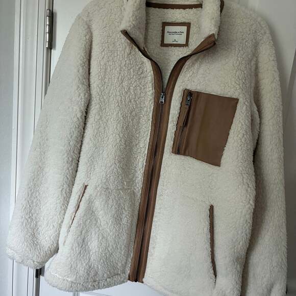 Abercrombie & Fitch Ivory Sherpa Fleece Jacket - Picture 1 of 6